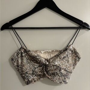 Timing Gold Sequin Crop Camisole